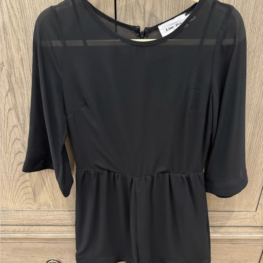 Black sheer romper with lining